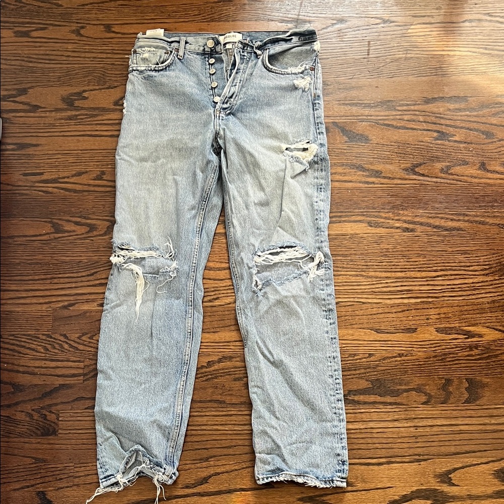 Distressed Light Blue AGolde Jeans